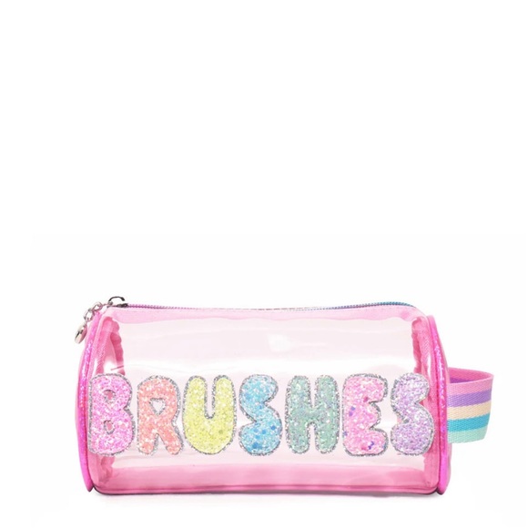 Miss Gwen’s OMG Accessories Handbags - ✨NWT✨ Miss Gwen’s OMG Accessories Bubblegum Pink Brushes Clear Pouch Makeup Bag